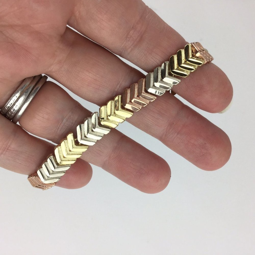 10K Tri-Color Gold Bracelet - Picture 2 of 3